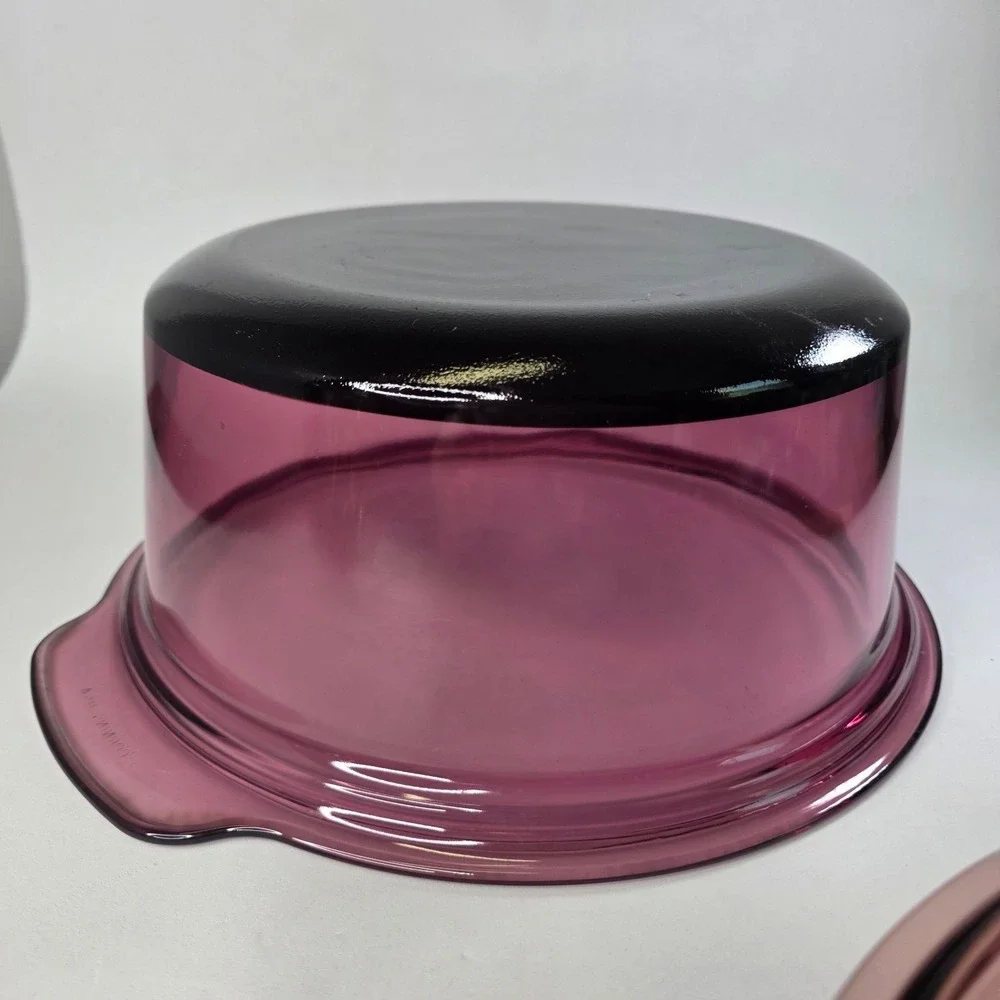 Corning Visions Cranberry Glass 5L Dutch Oven Casserole Teflon Bottom Pyrex Lid